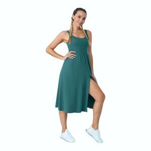 Halara NWT Twisted Back Side Slit Midi Casual Dress in Blue Spruce sz M